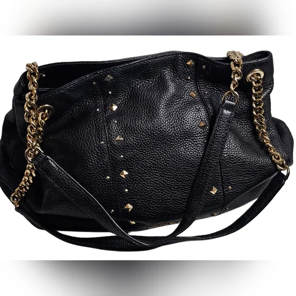 Michael Kors Jet Set Studded Leather Black Handbag Shoulder Tote Travel Bag Chic - Picture 16 of 16